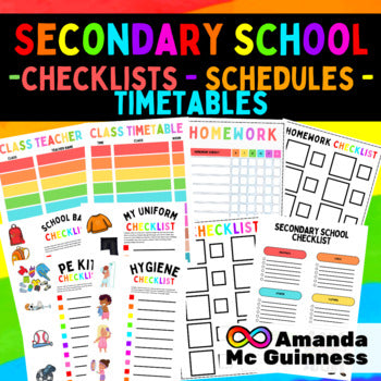 Autism Secondary School Checklists - Timetables-Schedules Bumper Pack
