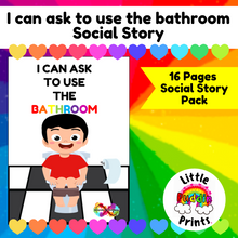 Load image into Gallery viewer, I can ask to use the toilet / bathroom Social Story
